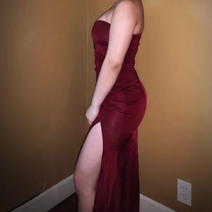 OhPolly Maroon Maxi Tight Dress